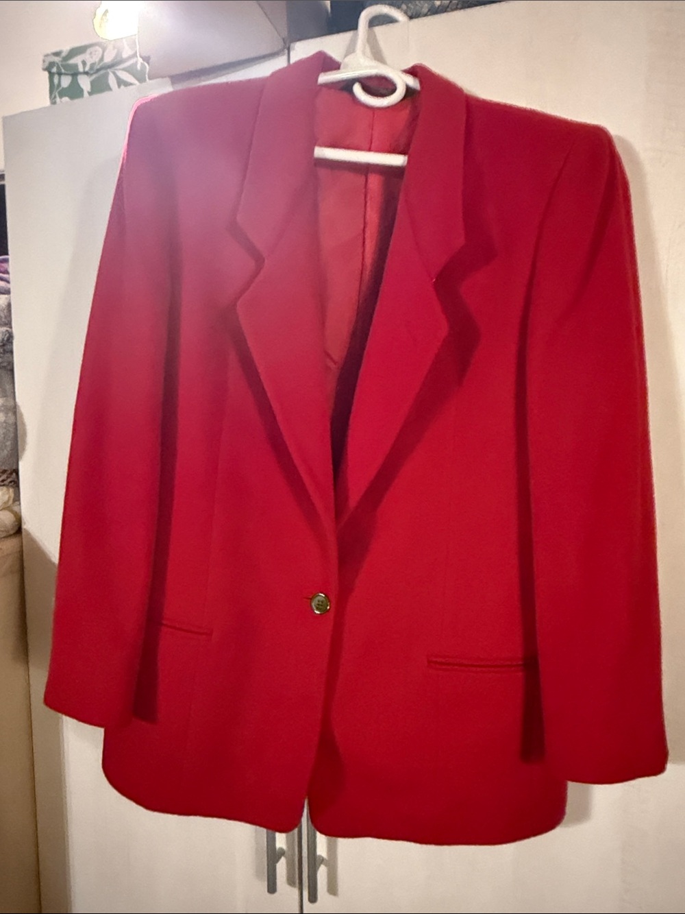 Women's Red Single-Button Blazer Jacket
